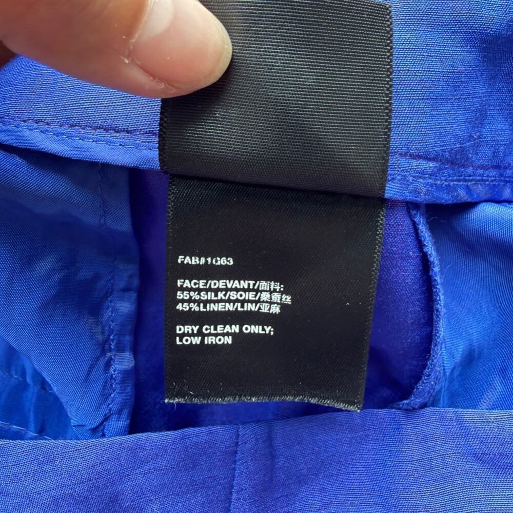 Lafayette 148 Blue Ryerson Silk Linen Bermuda Shorts Size 14 - Picture 6 of 7